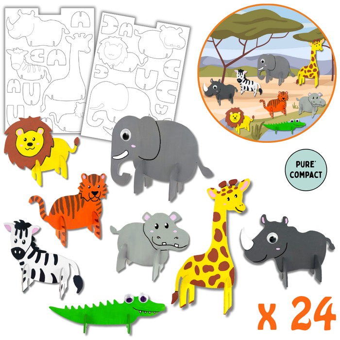 Mes 24 figurines 3D Animaux Sauvages à décorer en Pure'Compact