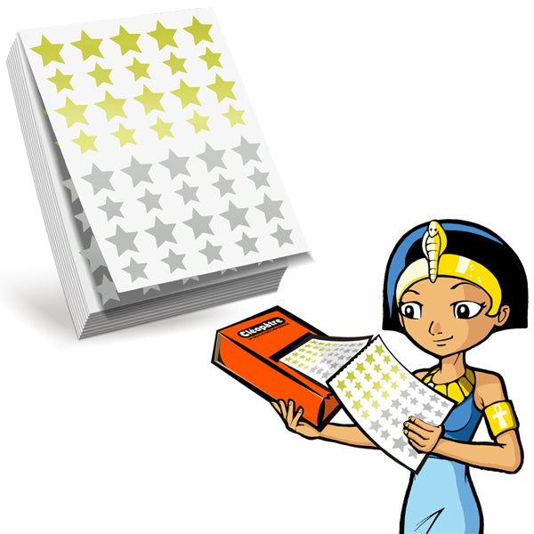 Recharge 1 paravent 60 feuilles 1200 gommettes étoiles 20mm + 1200 étoiles 12mm pour Eco-Pack" (or/argent)"