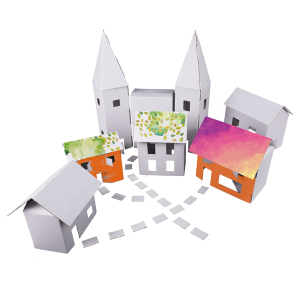 Village en carton blanc à décorer 80*80cm