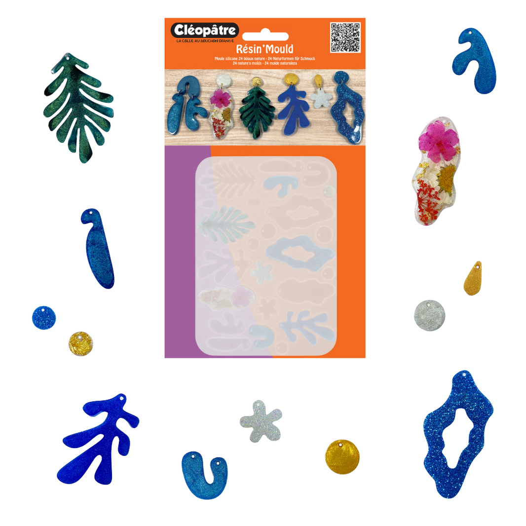 Moule résine 24 bijoux nature