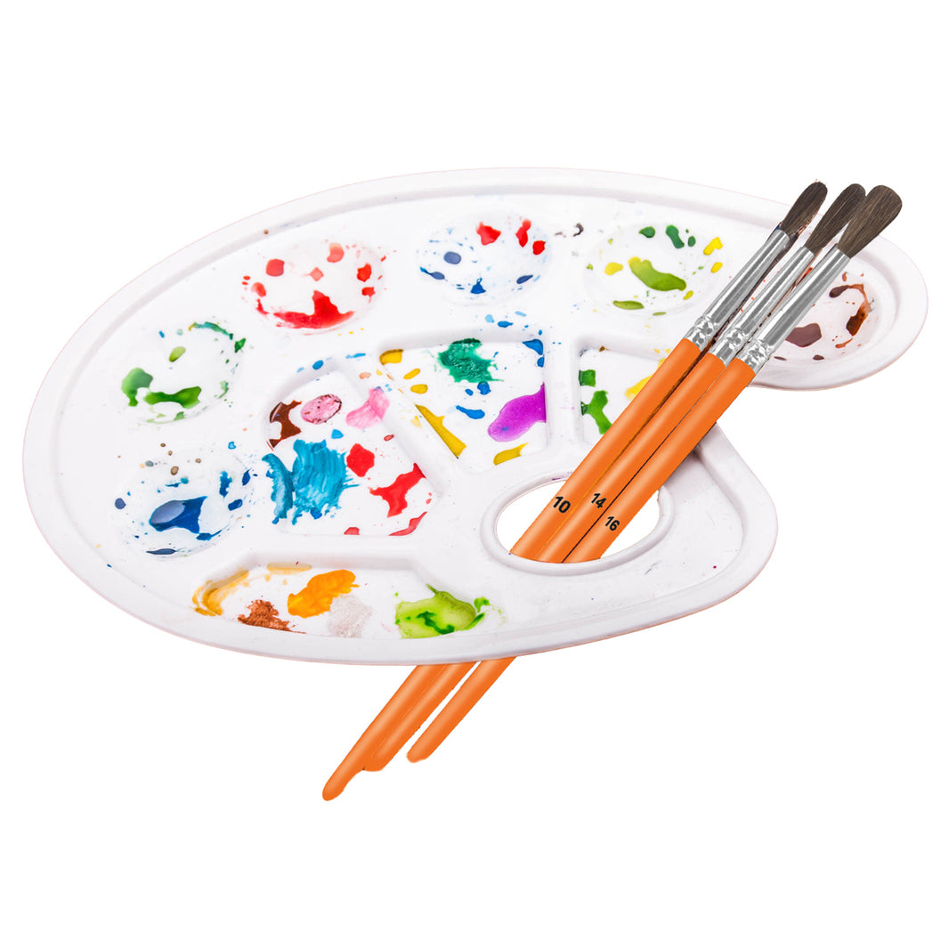 Palette de peinture en plastique ovale blanche - 17 alvéoles