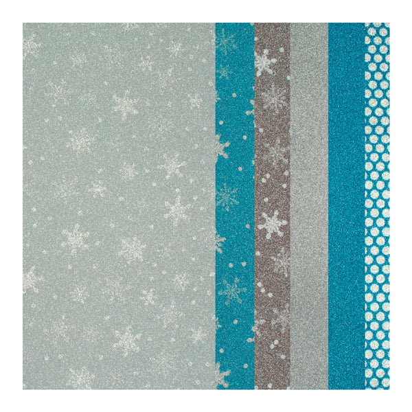 6 feuilles adhésives pailletées givrées