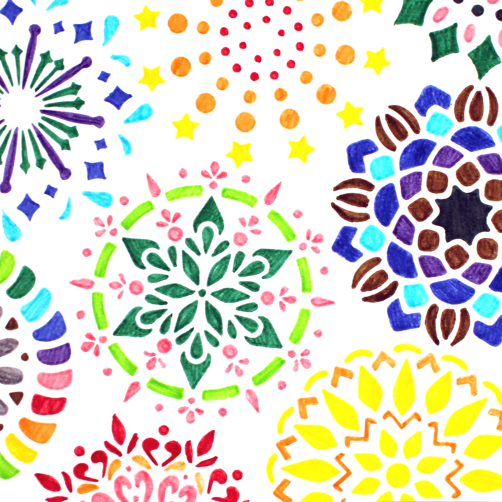 8 pochoirs mandalas 12,7cm diamètre, lavables et réutilisables