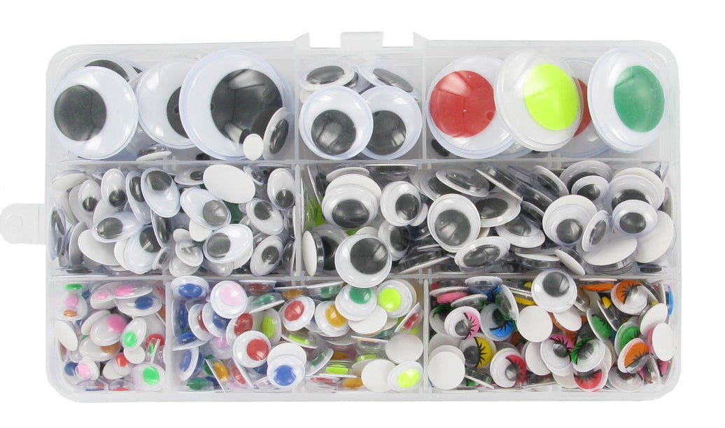 Boîte 500 yeux tailles et couleurs assorties