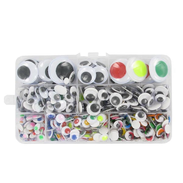 Boîte 500 yeux tailles et couleurs assorties