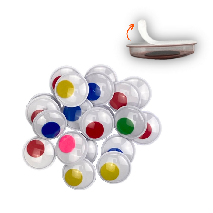 Sachet de 20 yeux adhésifs colorés 28 mm