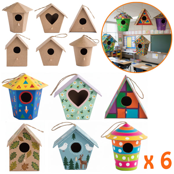 6 nichoirs en papier mâché