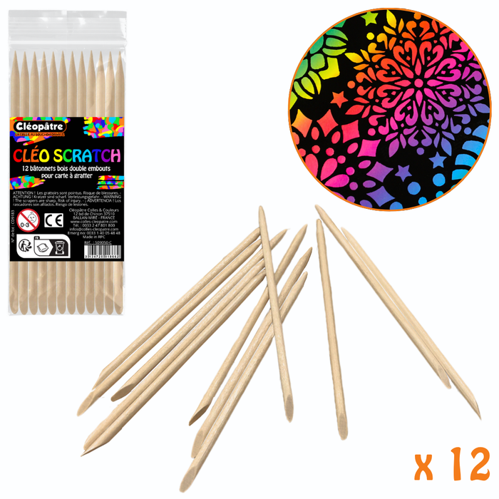 Bâtonnets bois pour carte à gratter 11.5*0.40cm