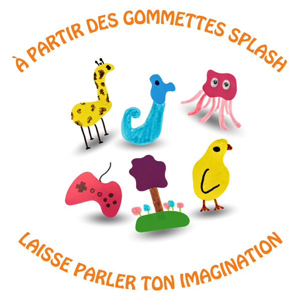 900 Gommettes « SPLASH » couleurs vives - 8 couleurs