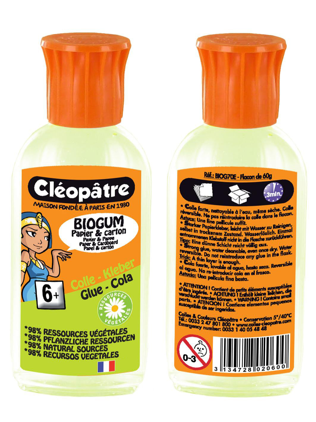 Colle végétale forte Bi@gum en 55 gr avec embout étendeur