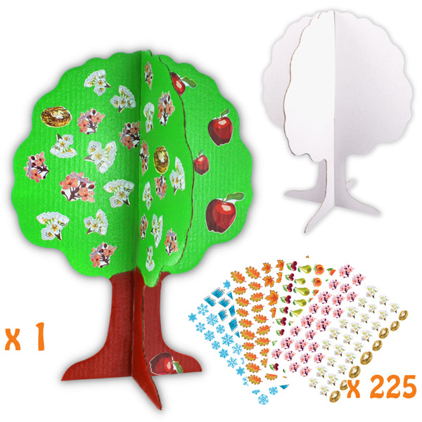 Arbre en carton à décorer + 225 gommettes 4 saisons
