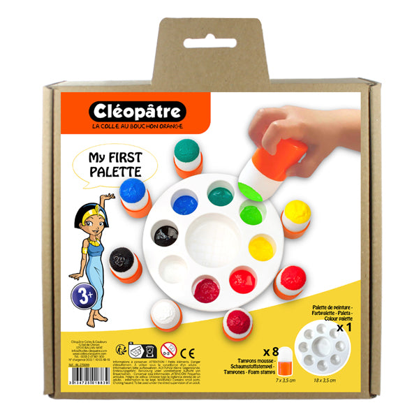Palette Peinture + 8 pinceaux pochoirs avec corps plastique