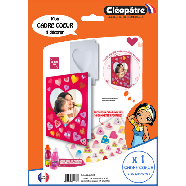 1 cadre coeur en carton + 36 gommettes coeurs