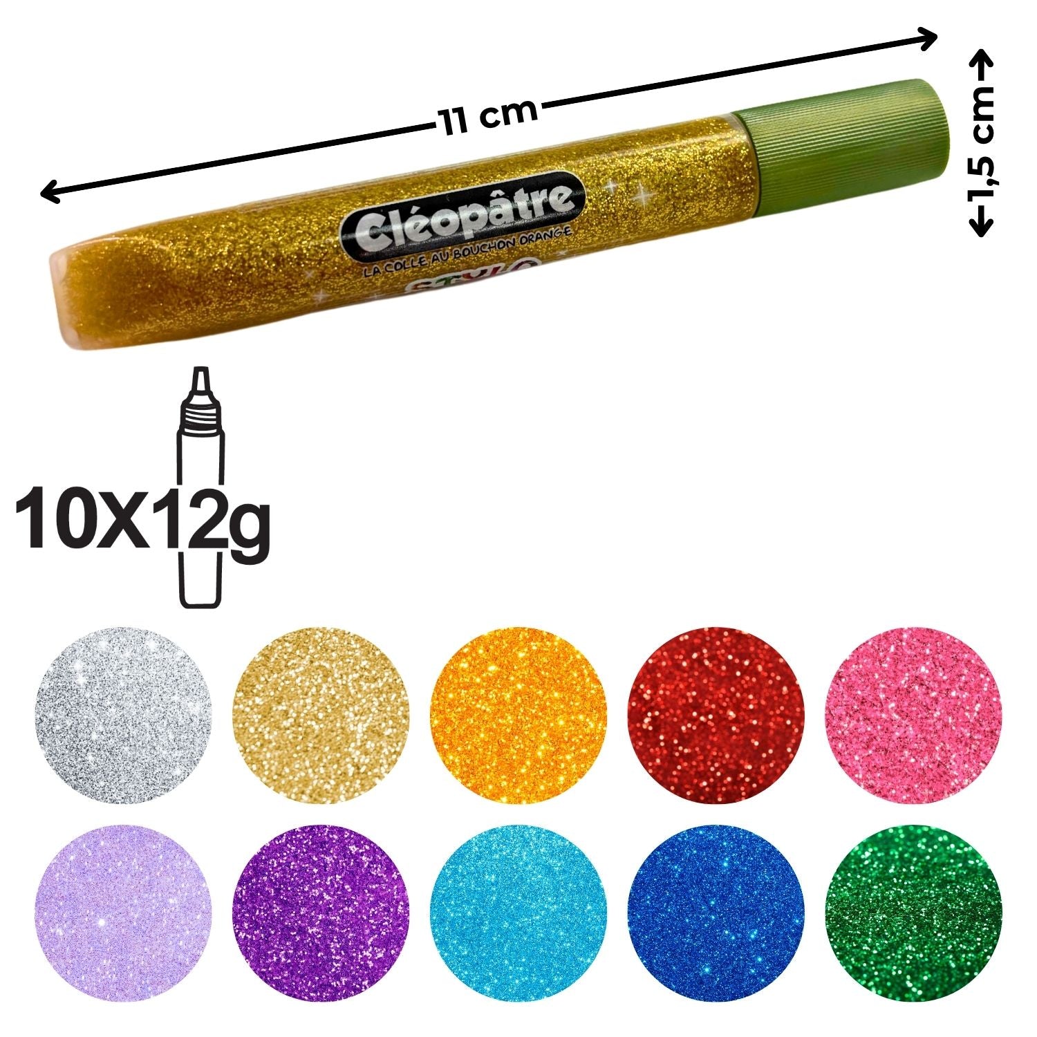 10 Stylos Colle Pailletée 12g - Glitter Glue