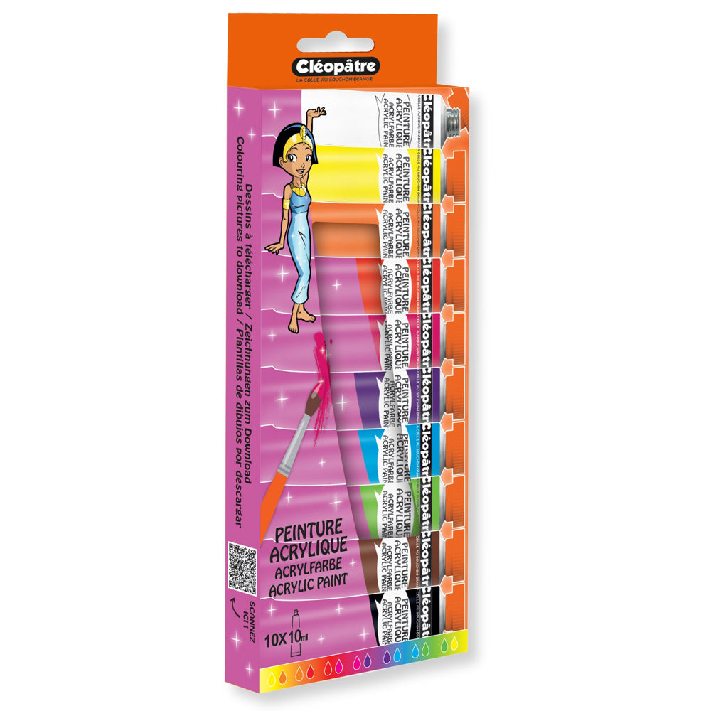 Blister de 10 tubes de Peinture Acrylique de 10 ml