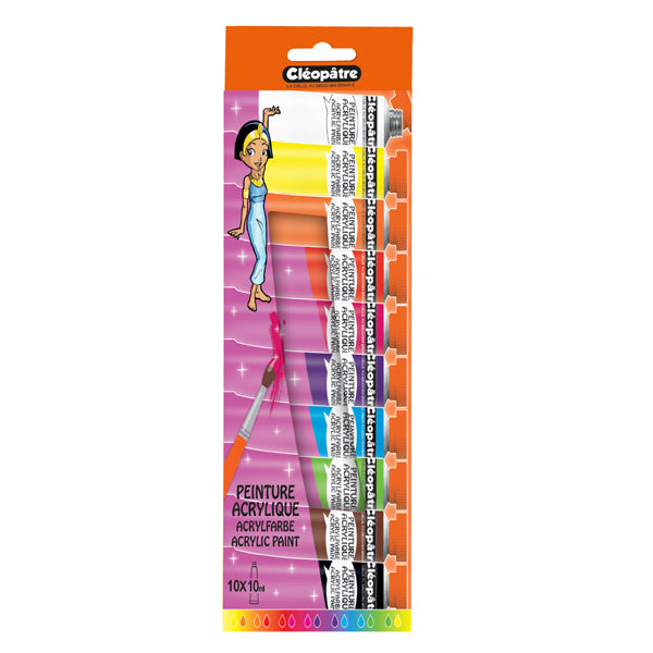 Blister de 10 tubes de Peinture Acrylique de 10 ml
