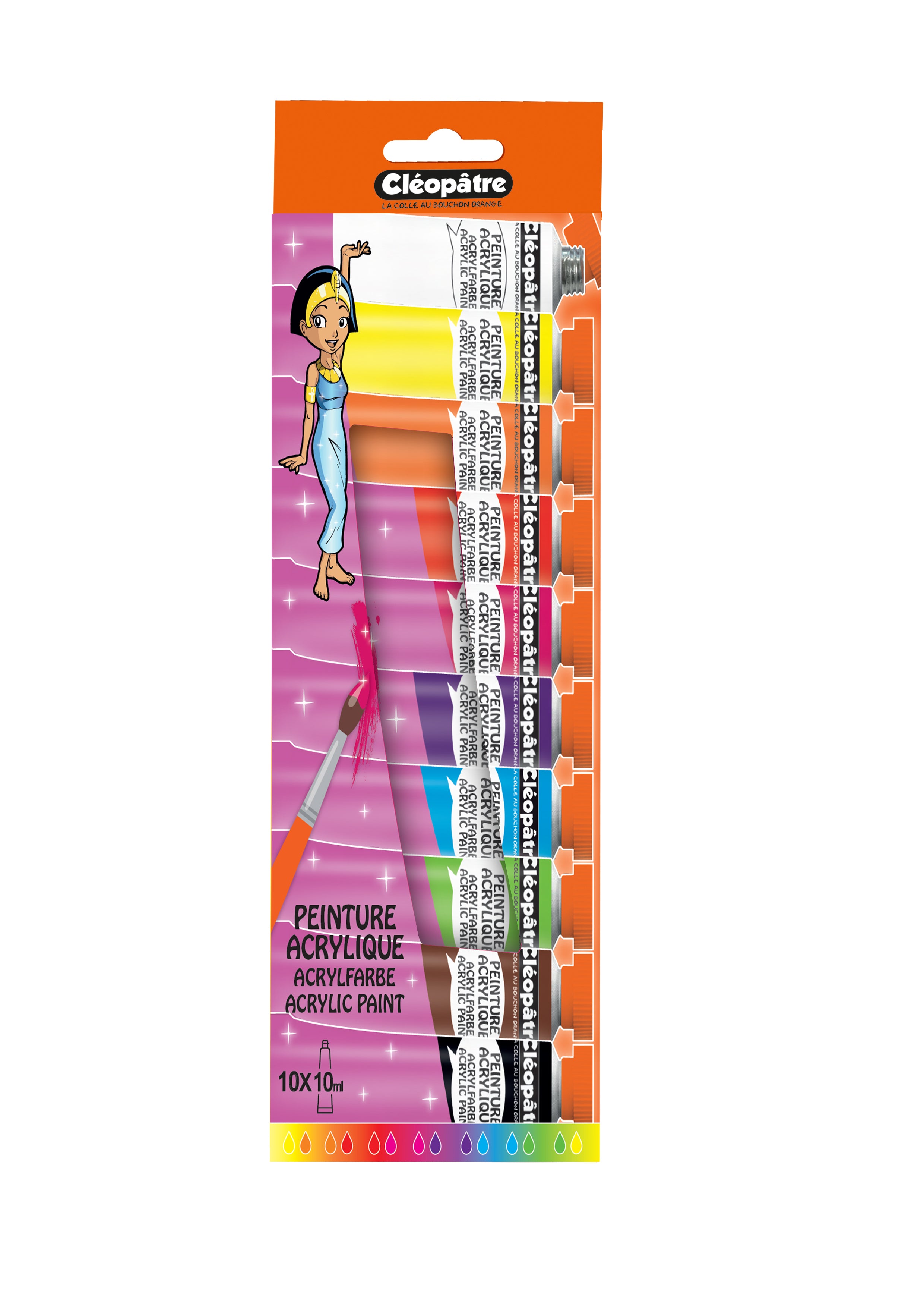 Blister de 10 tubes de Peinture Acrylique de 10 ml