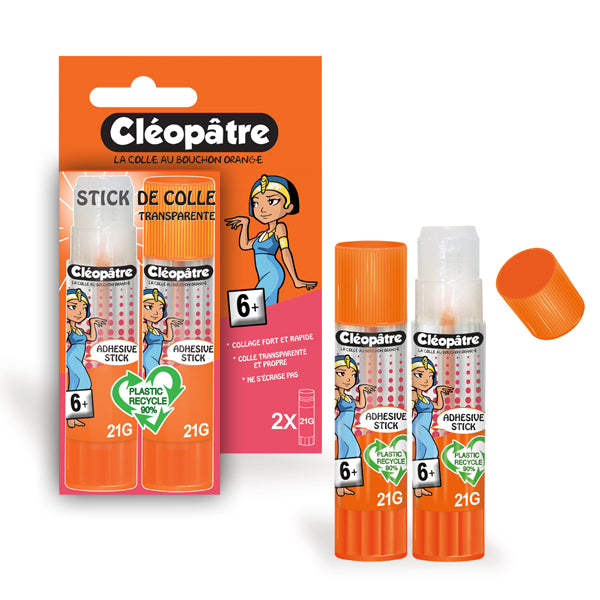Bâton de Colle TRANSPARENTE "Cléostick" Adhésive en 21g