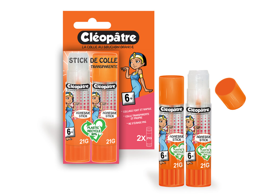 Bâton de Colle TRANSPARENTE "Cléostick" Adhésive en 21g