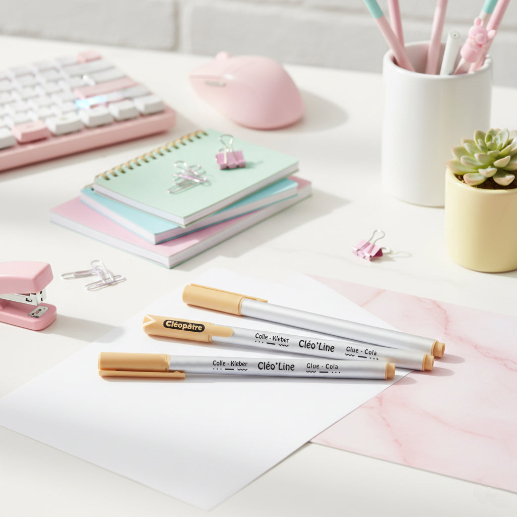 Cléo'Line, stylo colle acrylique à bille pointe ultra-fine 1 mm pour le papier, séchage 1 min.