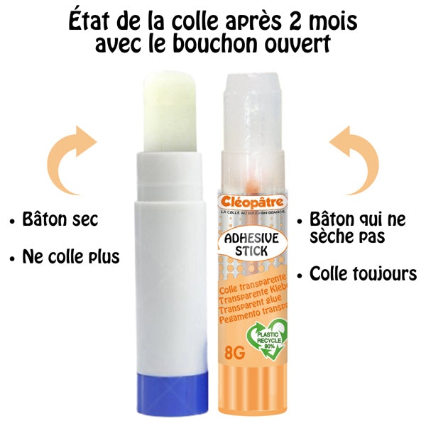 Boite de bâtons Pastel de colle TRANSPARENTE "Cléostick" Adhésive en 8g
