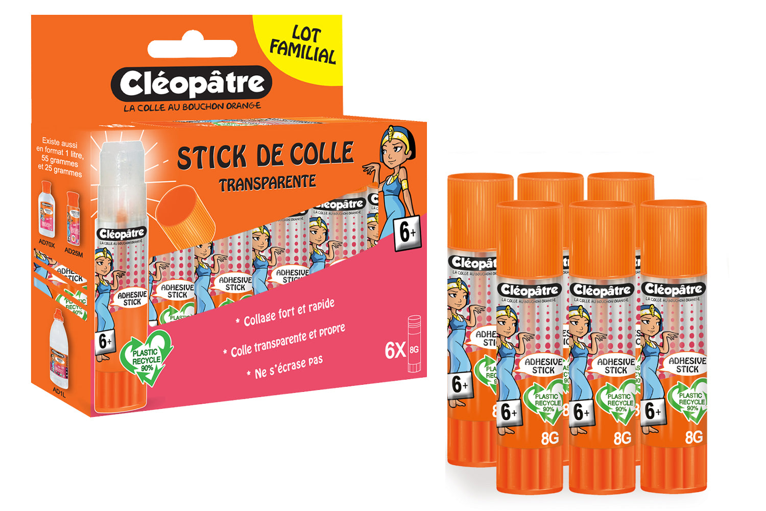 Bâton de Colle TRANSPARENTE "Cléostick" Adhésive en 8g