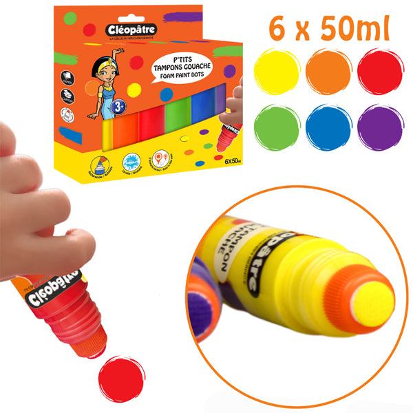 Lot de 6 P'tits Tampons Gouache 50ml