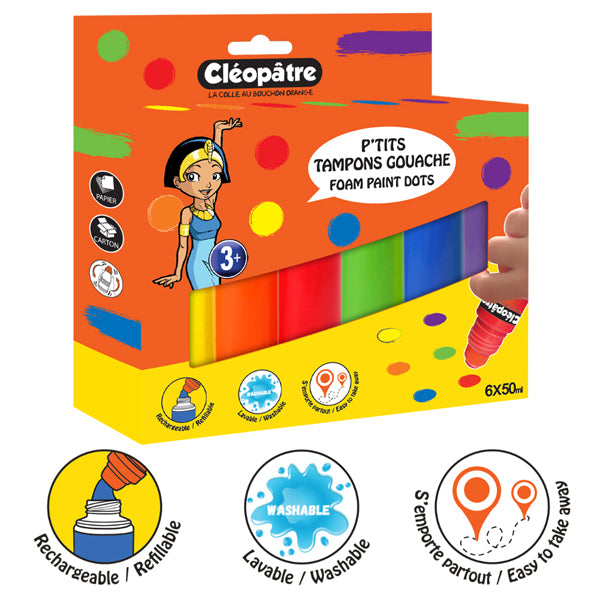 Lot de 6 P'tits Tampons Gouache 50ml