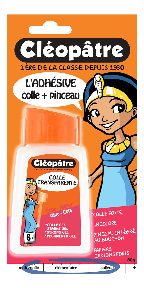 Colle transparente "Adhésive" en 80g avec pinceau incorporé