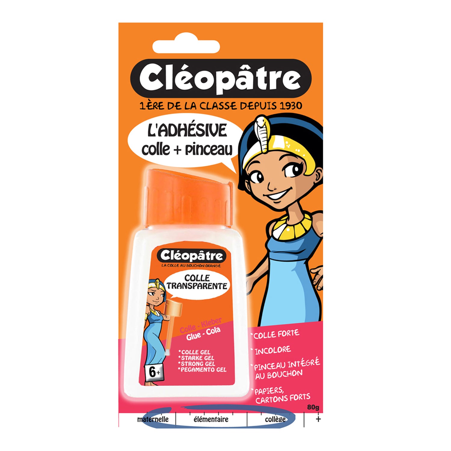 Colle transparente "Adhésive" en 80g avec pinceau incorporé