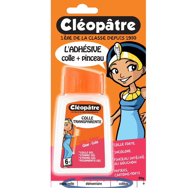 Colle transparente "Adhésive" en 80g avec pinceau incorporé