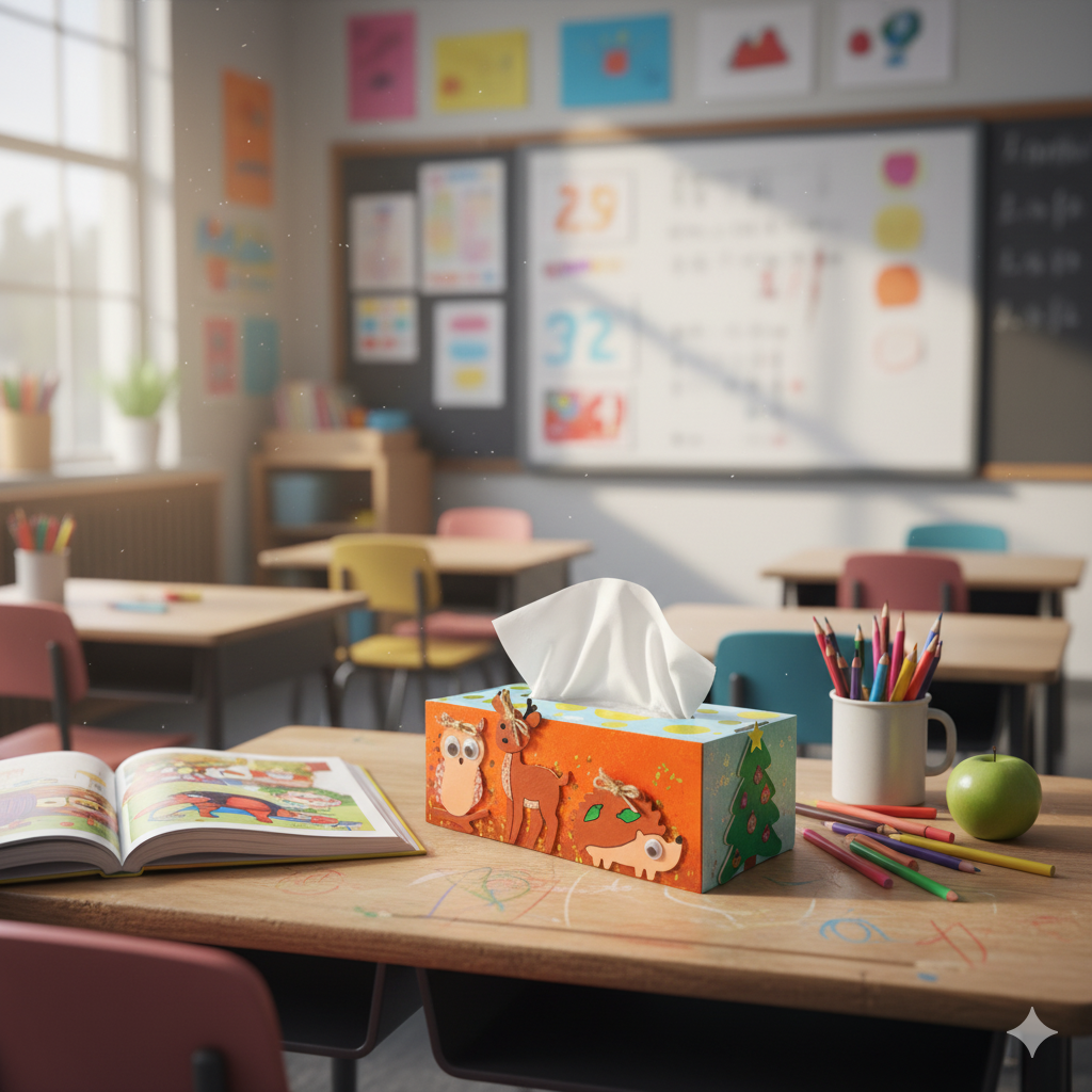 Boite à mouchoirs en carton blanc à décorer 24 x 12 x 9 cm