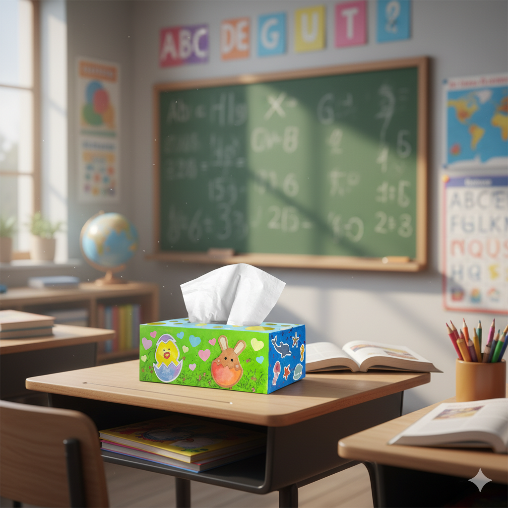 Boite à mouchoirs en carton blanc à décorer 24 x 12 x 9 cm