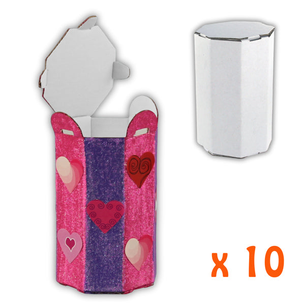 Lot de 10 boites octogonales en carton blanc à monter et décorer