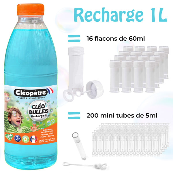 CLÉO'BULLES RECHARGE 1L de solution à bulles pour les enfants