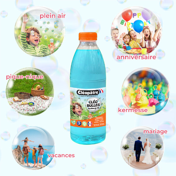 CLÉO'BULLES RECHARGE 1L de solution à bulles pour les enfants