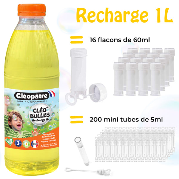 CLÉO'BULLES RECHARGE 1L de solution à bulles pour les enfants