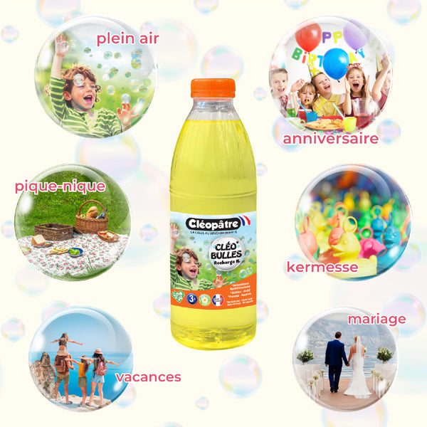 CLÉO'BULLES RECHARGE 1L de solution à bulles pour les enfants