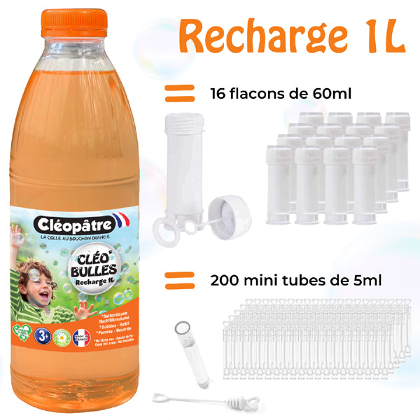 CLÉO'BULLES RECHARGE 1L de solution à bulles pour les enfants