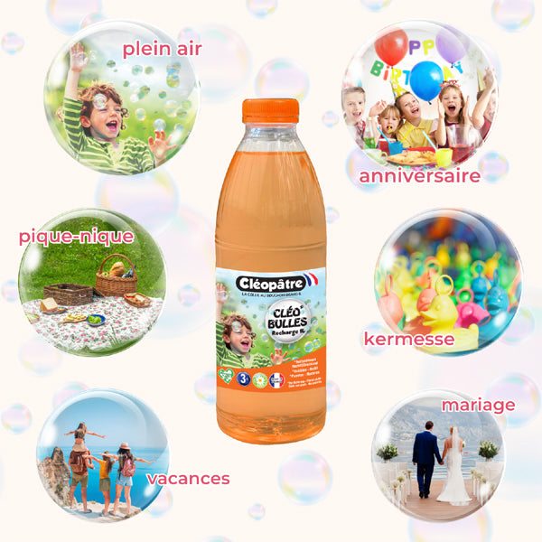 CLÉO'BULLES RECHARGE 1L de solution à bulles pour les enfants