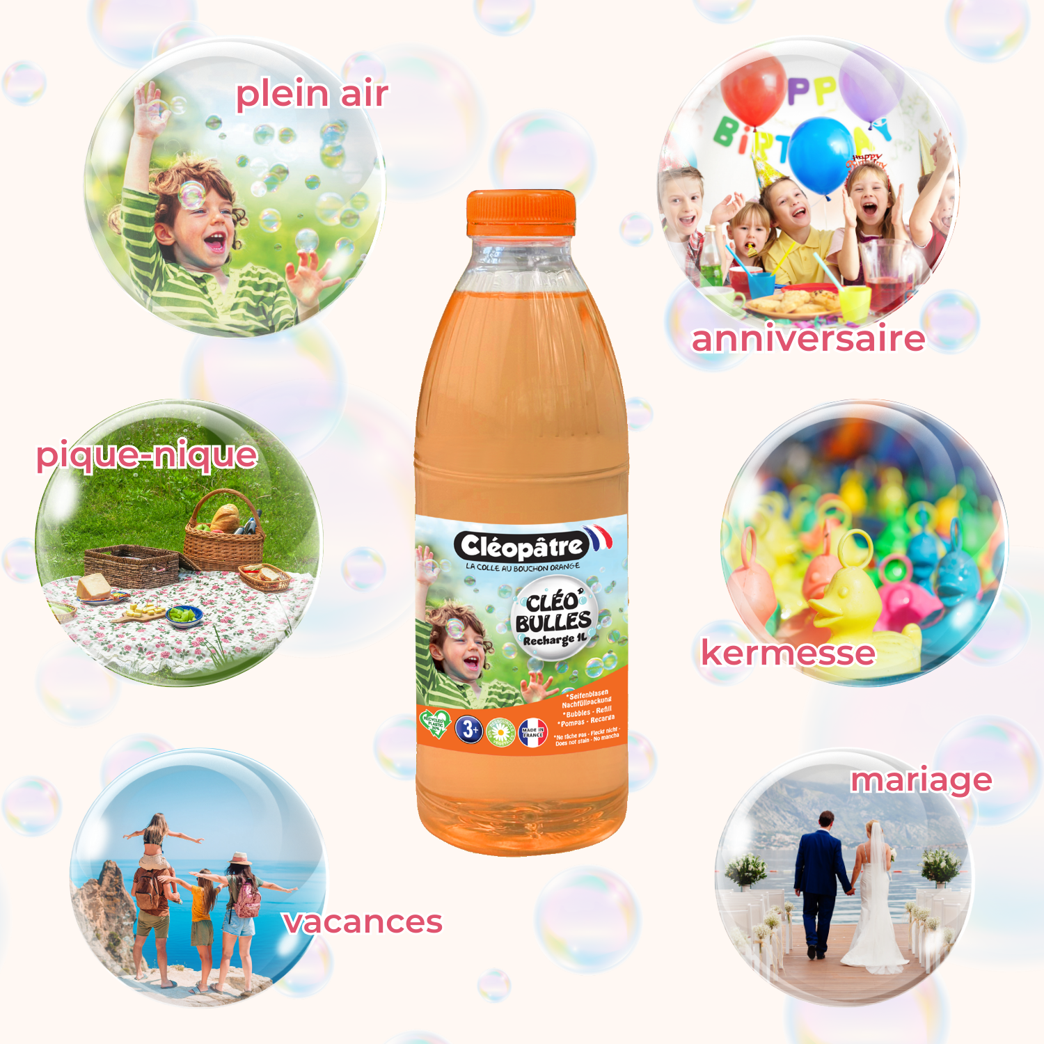 CLÉO'BULLES RECHARGE 1L de solution à bulles pour les enfants