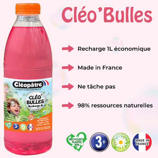 CLÉO'BULLES RECHARGE 1L de solution à bulles pour les enfants
