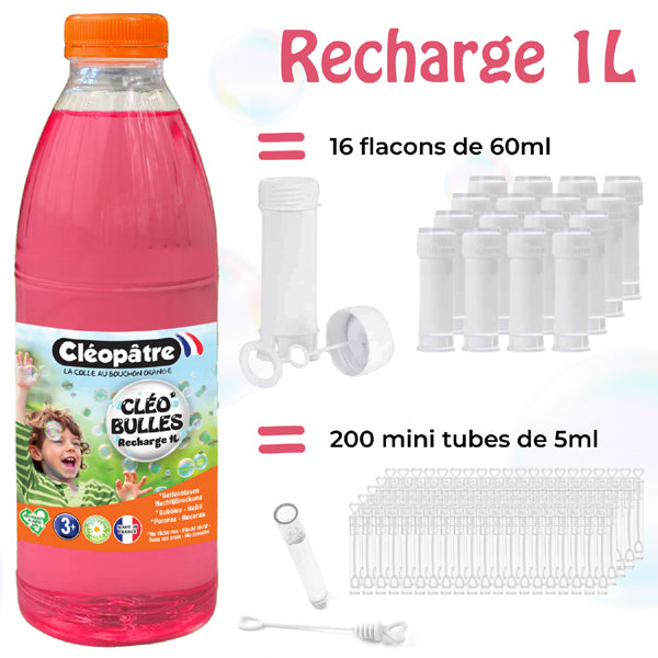CLÉO'BULLES RECHARGE 1L de solution à bulles pour les enfants