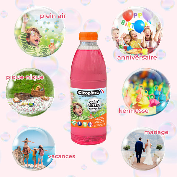 CLÉO'BULLES RECHARGE 1L de solution à bulles pour les enfants