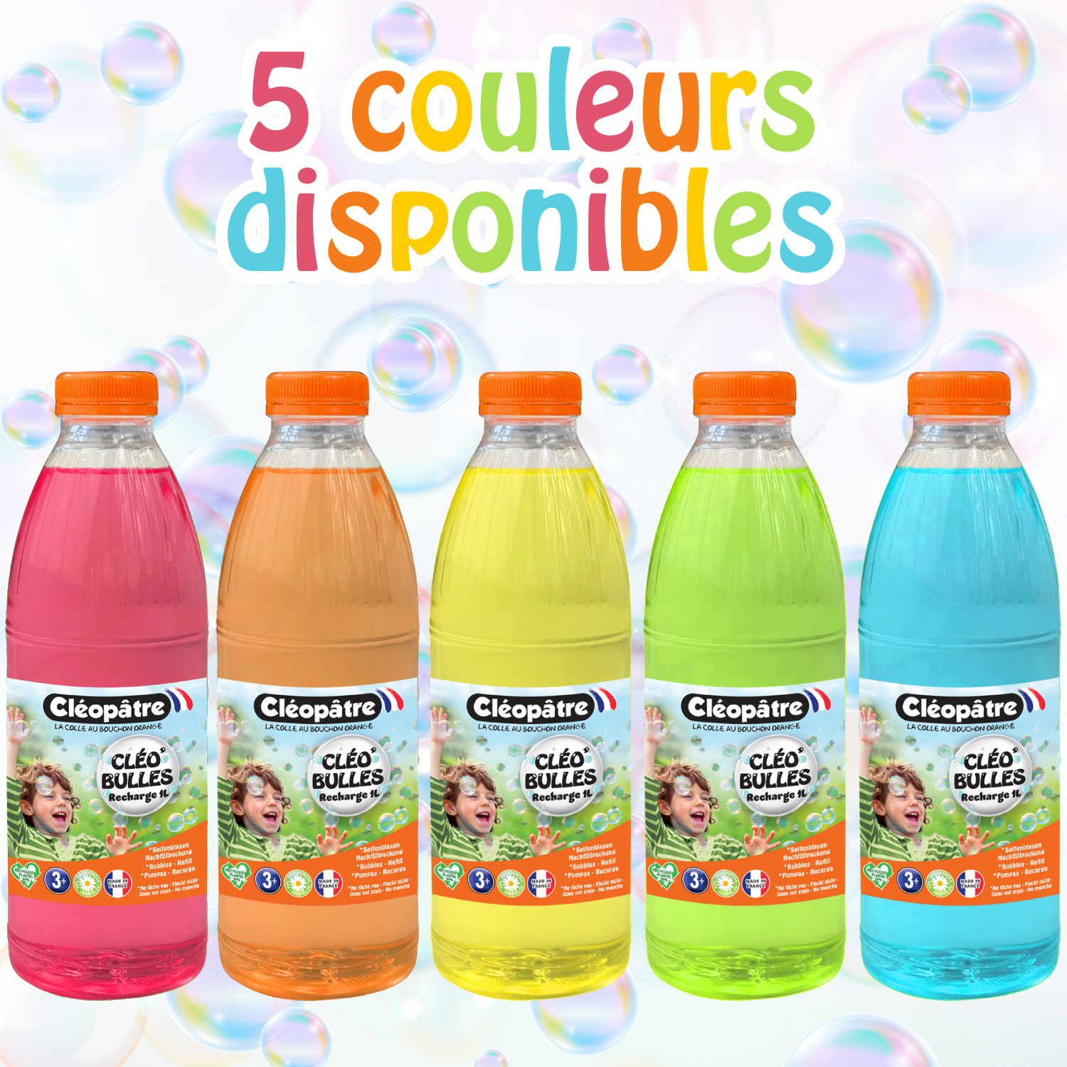 CLÉO'BULLES RECHARGE 1L de solution à bulles pour les enfants