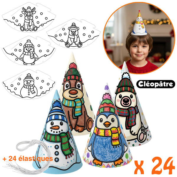 24 petits chapeaux pointus à décorer - thème Hiver & Noël
