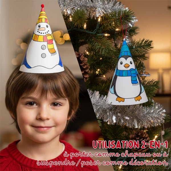 24 petits chapeaux pointus à décorer - thème Hiver & Noël