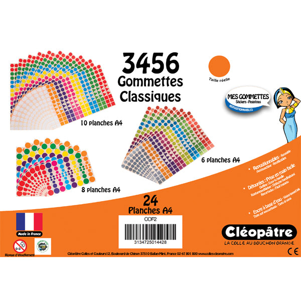 Coffret 3456 gommettes géométriques multicolores