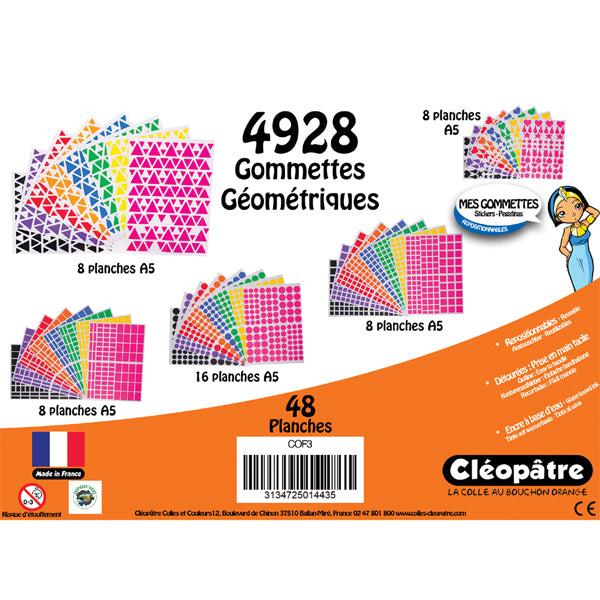 Coffret 4928 gommettes géométriques multicolores
