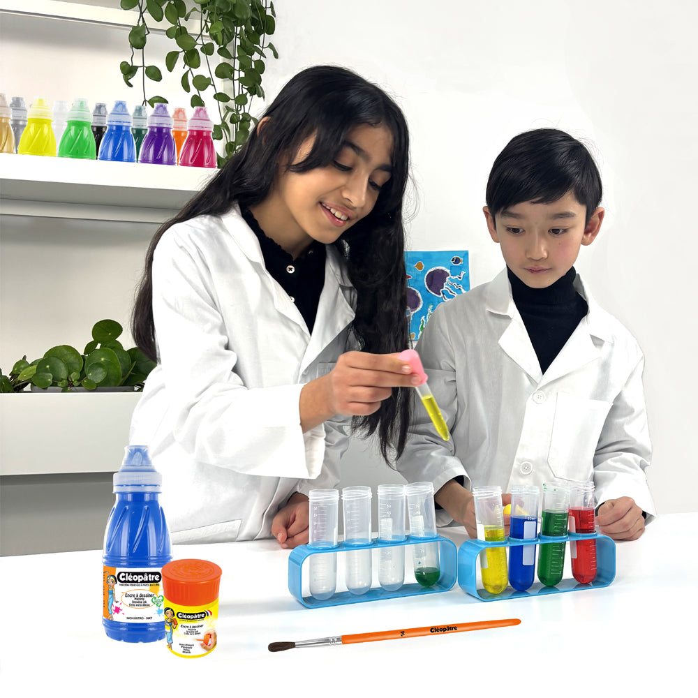 KIT DU P'TIT CHIMISTE CRÉATIF : 10 activités créatives amusantes et surprenantes avec de l'encre à dessiner !